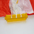 Parachute with the shroud lines set in a parachute folding and rigging jig
