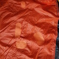 Closeup of a patched parachute canopy