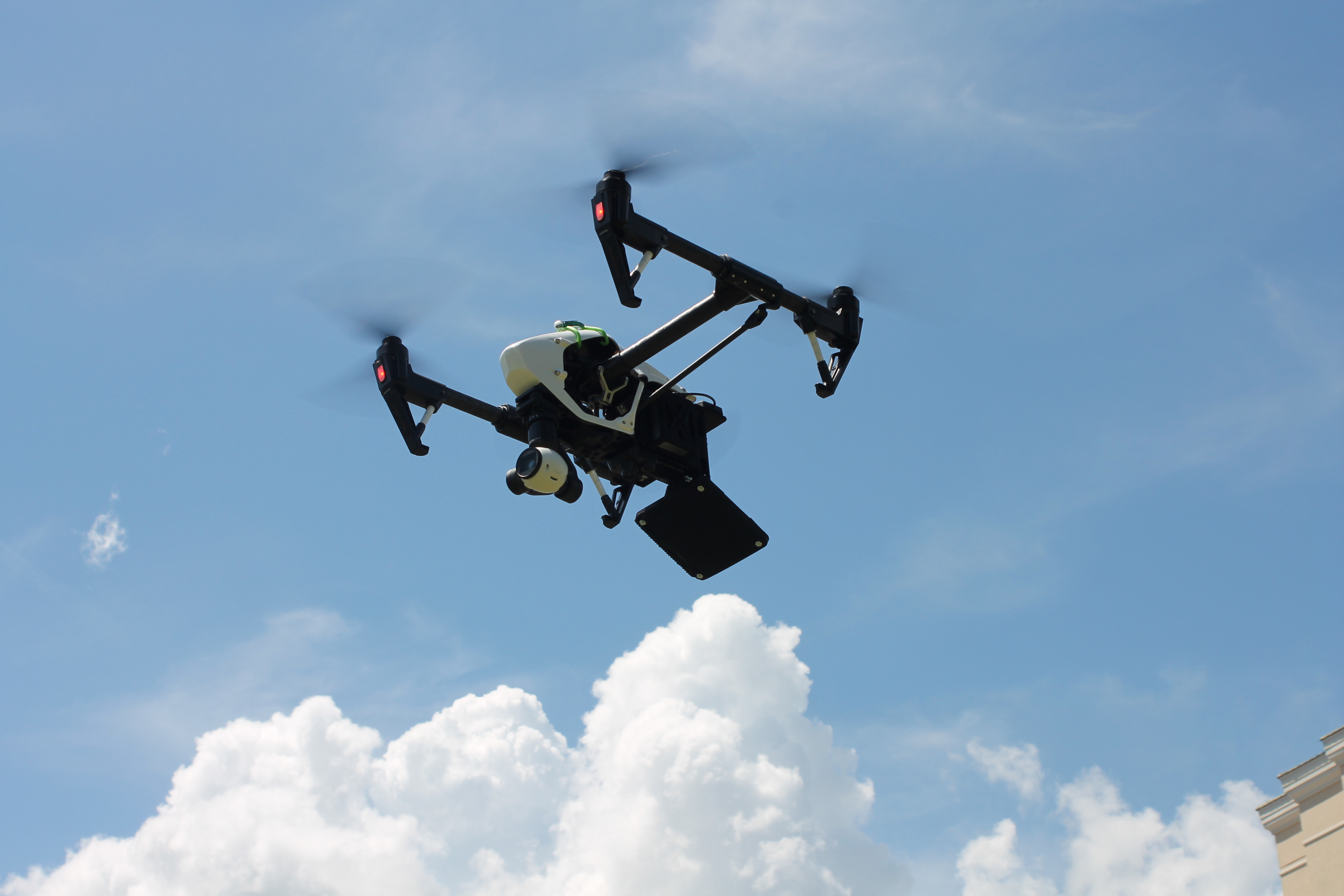 Drone flying with a Fruity Chutes parachute onboard