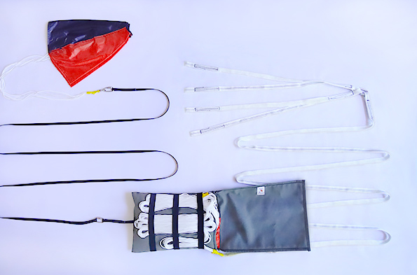 Deployment bag and parachute for fixed wing drone recovery